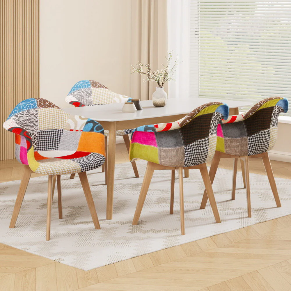 Artiss Dining Chairs Set of 4 Fabric Retro Replica DSW - Image 7