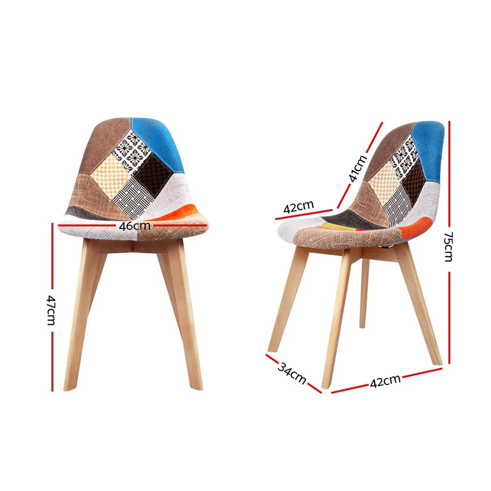 Artiss Dining Chairs Set of 4 Fabric Retro Style - Image 2