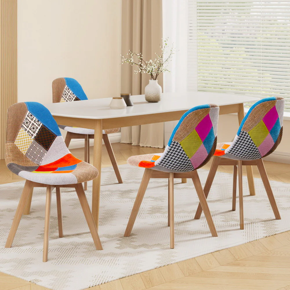 Artiss Dining Chairs Set of 4 Fabric Retro Style - Image 7