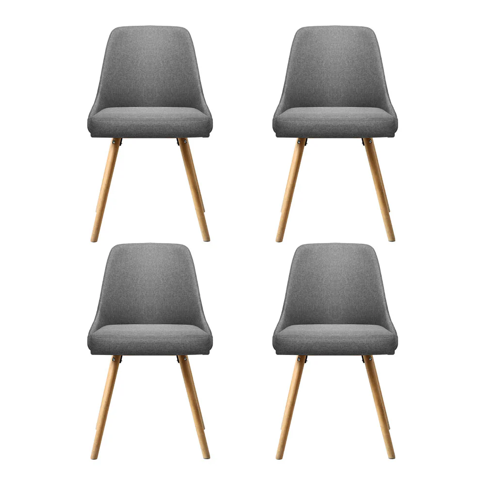Artiss Dining Chairs Set of 4 Fabric Wooden Grey - Image 3