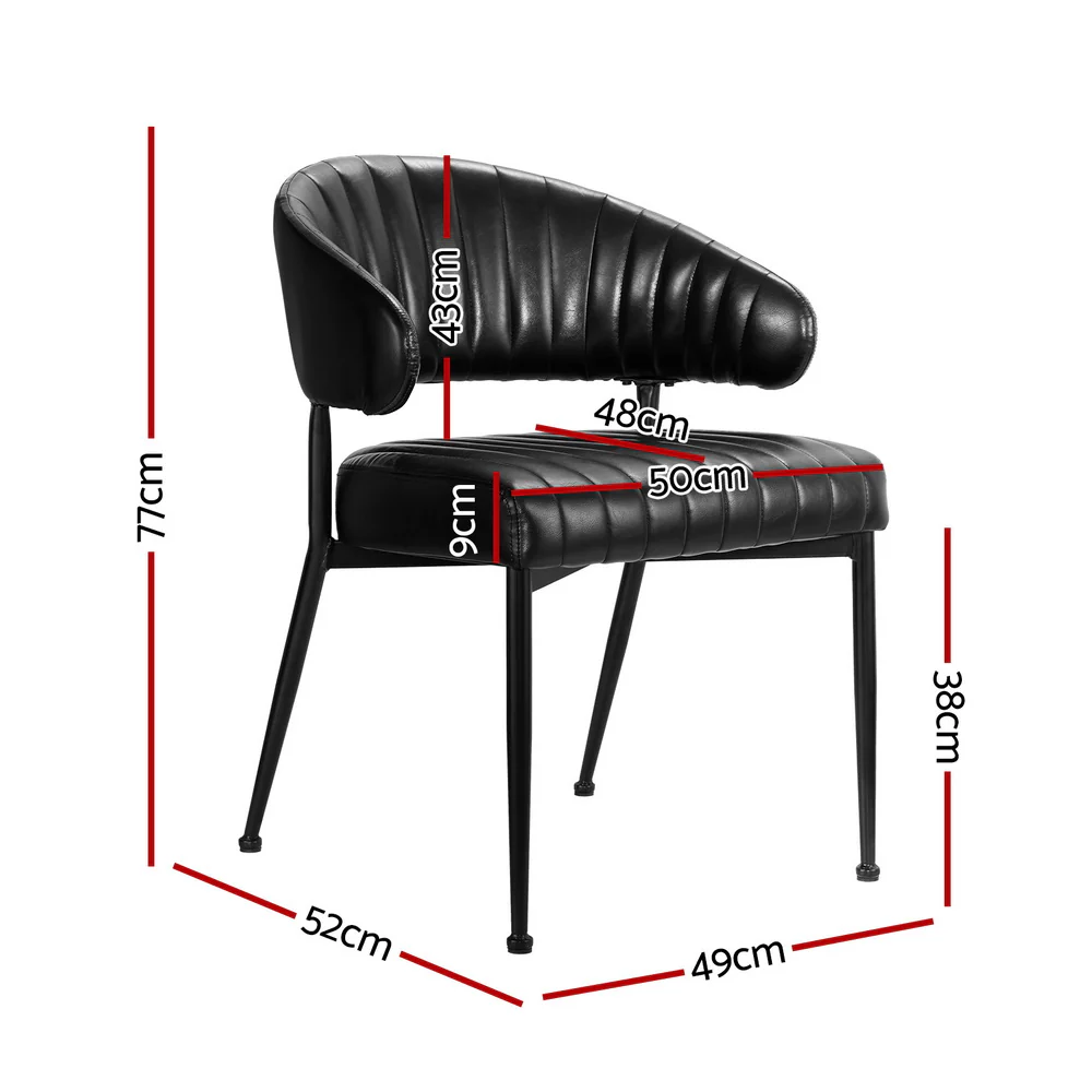 Artiss Dining Chairs Set of 4 Leather Hollow Armchair Black - Image 2