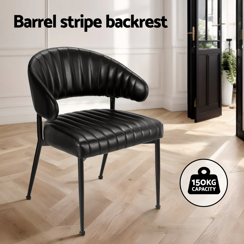 Artiss Dining Chairs Set of 4 Leather Hollow Armchair Black - Image 4