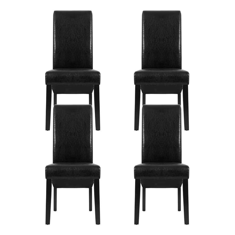 Artiss Dining Chairs Set of 4 Leather Parsons Chair Black - Image 3