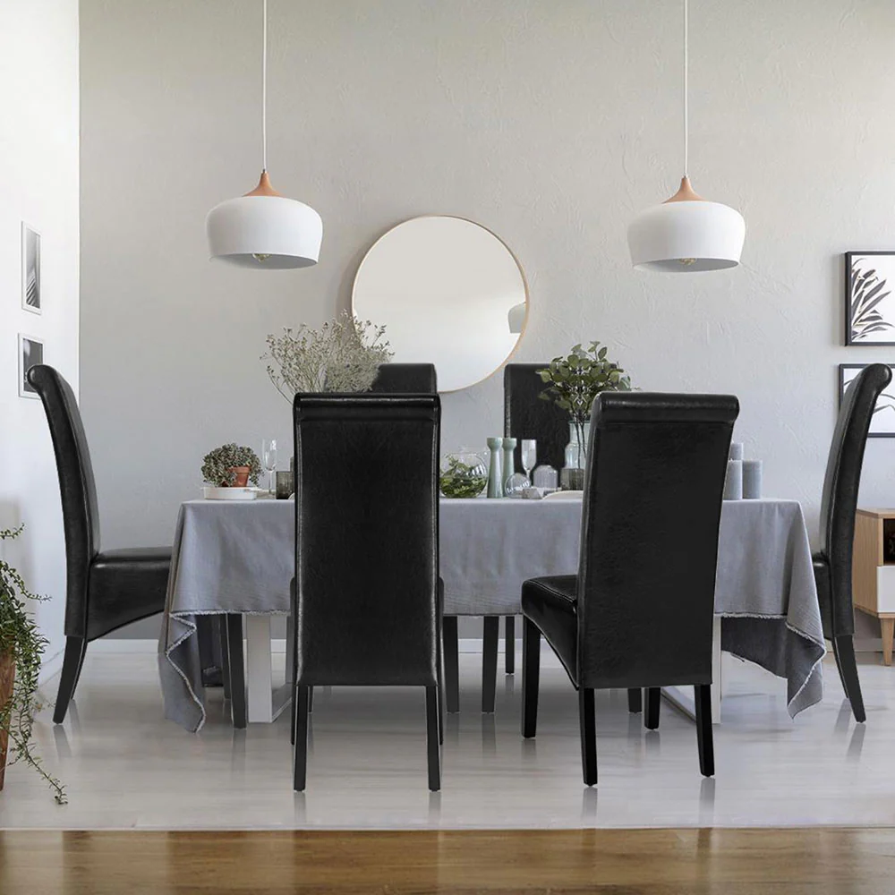 Artiss Dining Chairs Set of 4 Leather Parsons Chair Black - Image 4