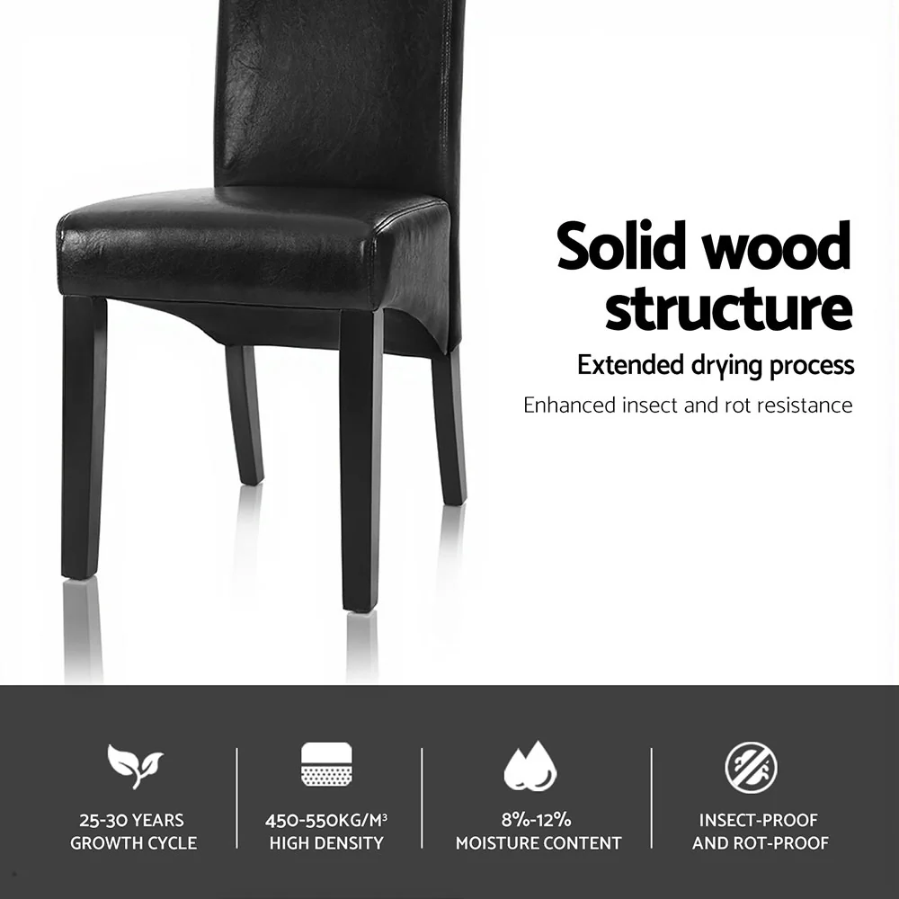 Artiss Dining Chairs Set of 4 Leather Parsons Chair Black - Image 5