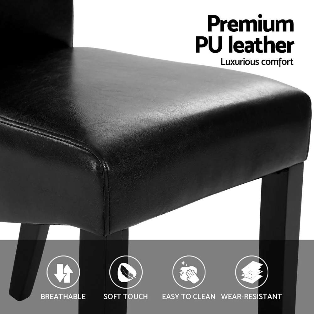 Artiss Dining Chairs Set of 4 Leather Parsons Chair Black - Image 6