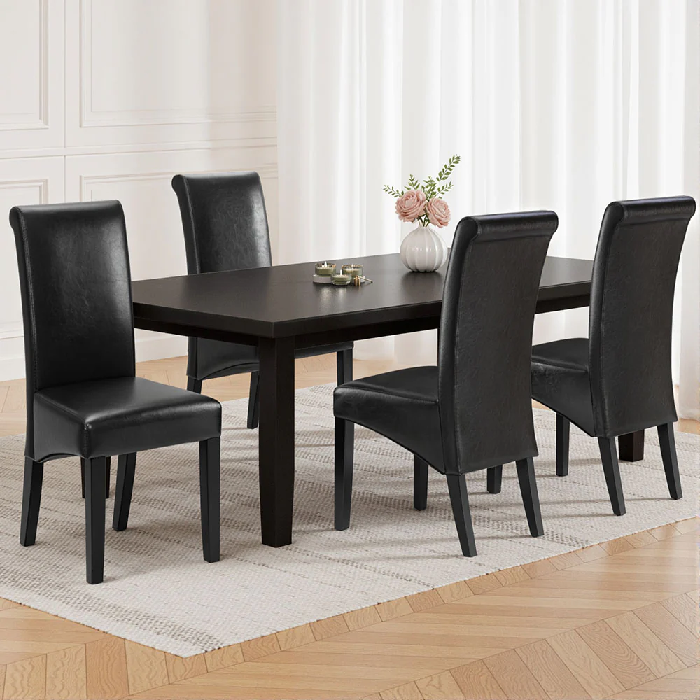 Artiss Dining Chairs Set of 4 Leather Parsons Chair Black - Image 7