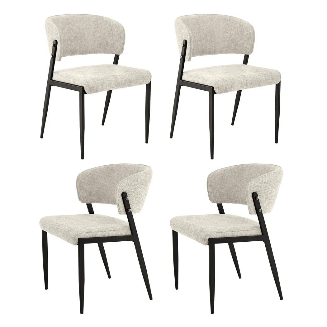 Artiss Dining Chairs Set of 4 Linen Fabric Soft Upholstered Chairs Beige - Image 2