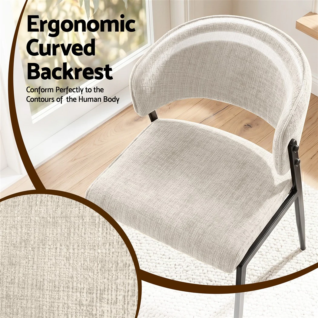 Artiss Dining Chairs Set of 4 Linen Fabric Soft Upholstered Chairs Beige - Image 6