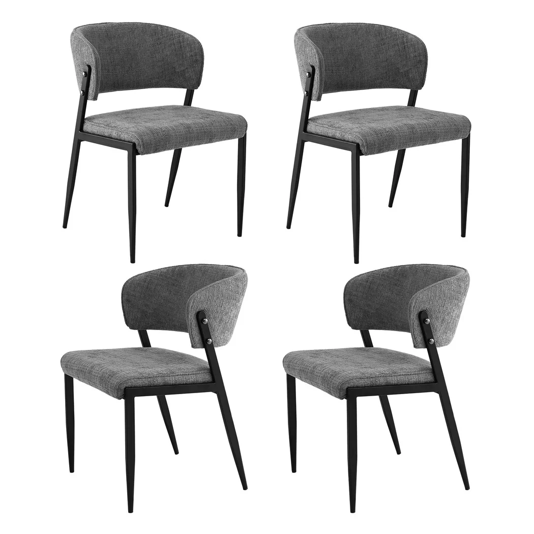 Artiss Dining Chairs Set of 4 Linen Fabric Soft Upholstered Chairs Grey - Image 2