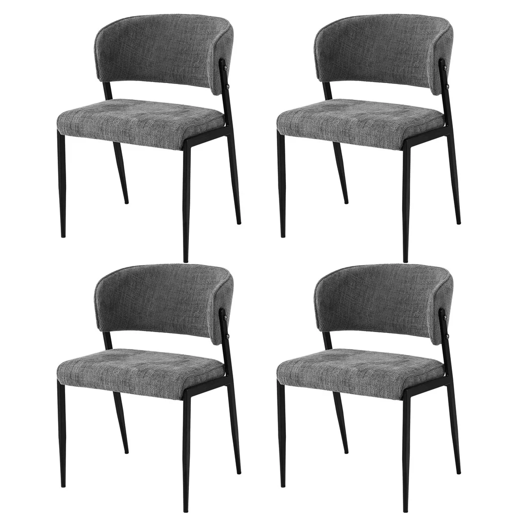Artiss Dining Chairs Set of 4 Linen Fabric Soft Upholstered Chairs Grey - Image 4