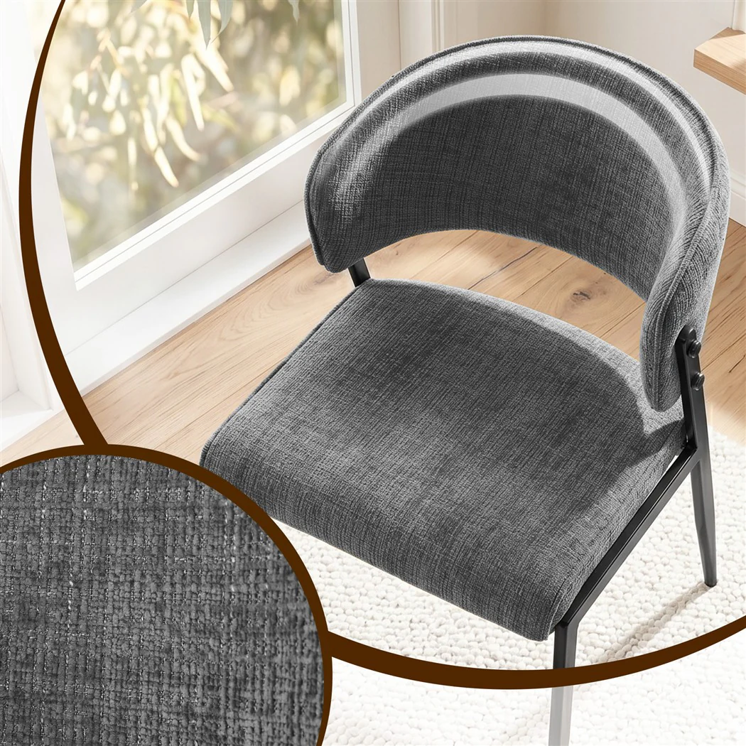 Artiss Dining Chairs Set of 4 Linen Fabric Soft Upholstered Chairs Grey - Image 6