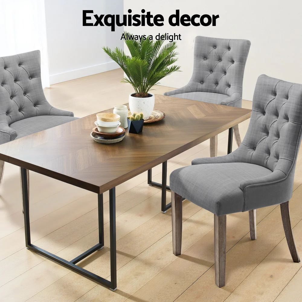 Artiss Dining Chairs Set of 4 Linen French Provincial Grey - Image 4
