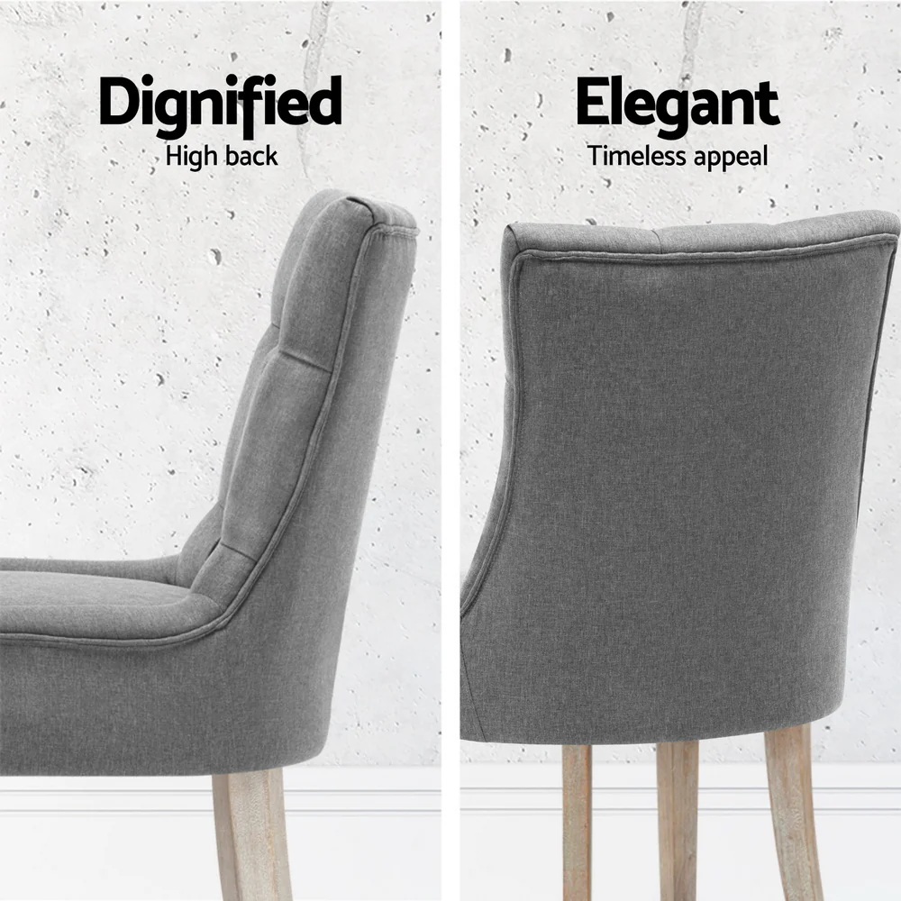 Artiss Dining Chairs Set of 4 Linen French Provincial Grey - Image 5