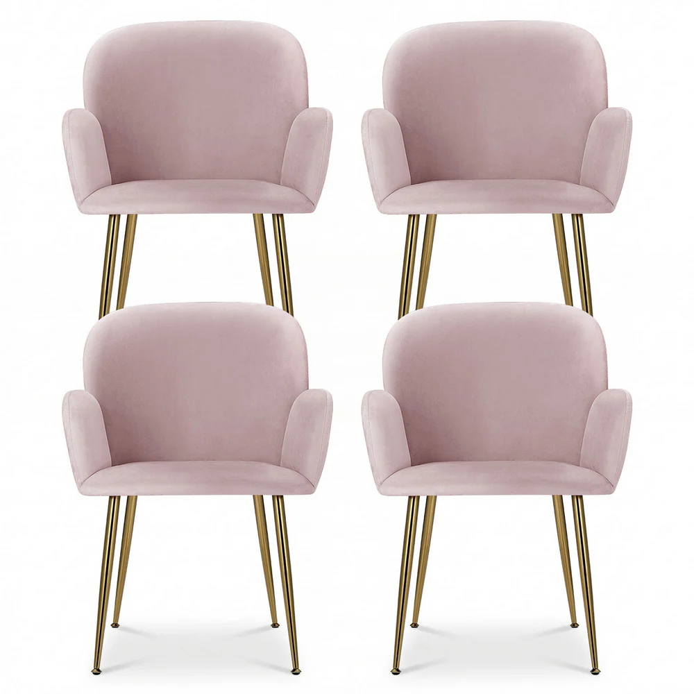 Artiss Dining Chairs Set of 4 Velvet Armchair Pink - Image 3
