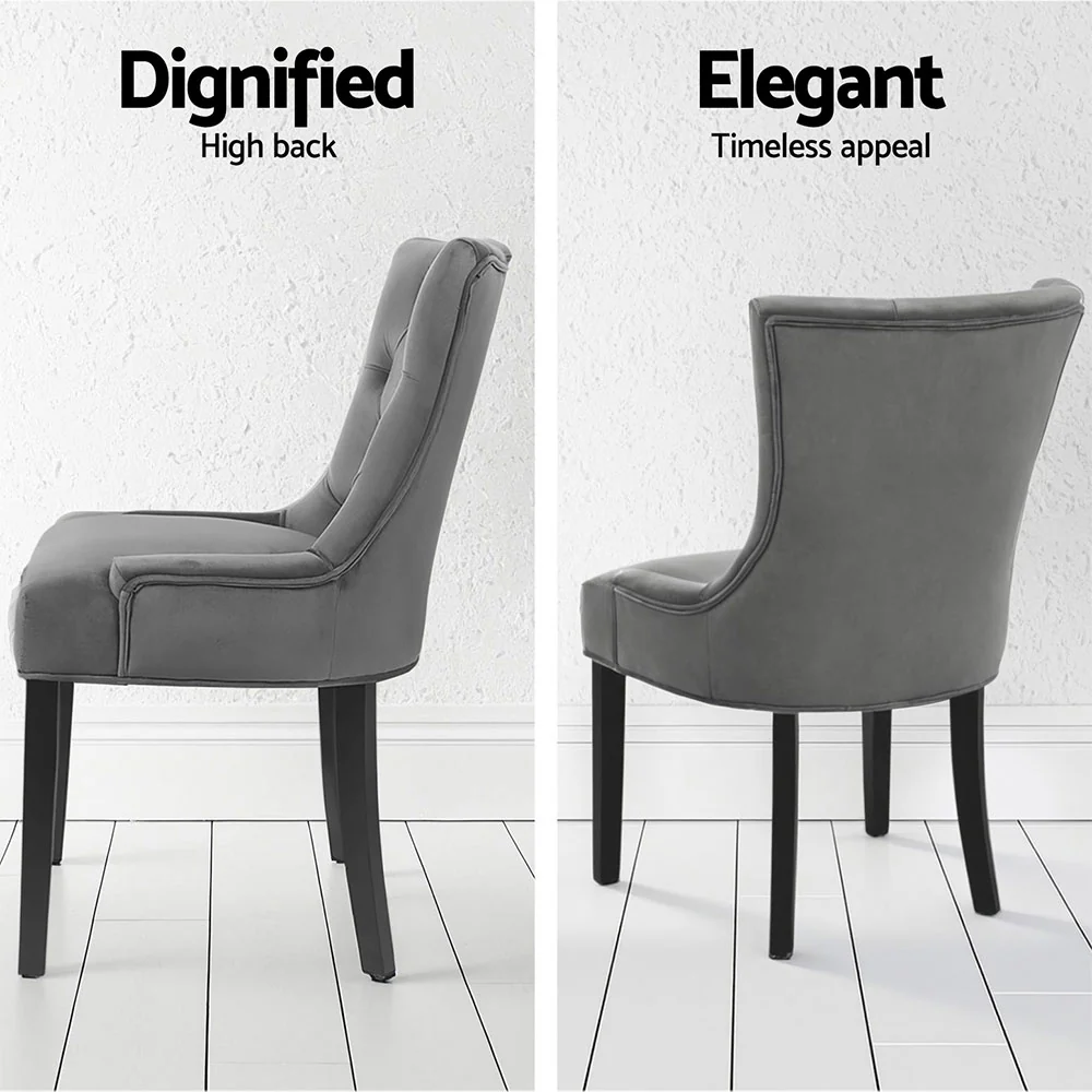 Artiss Dining Chairs Set of 4 Velvet French Provincial Grey - Image 5
