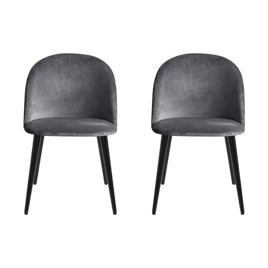 Artiss Dining Chairs Set of 4 Velvet Solid Curved Dark Grey - Image 3