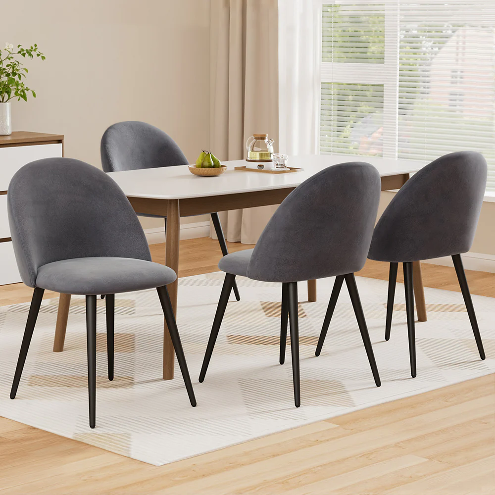 Artiss Dining Chairs Set of 4 Velvet Solid Curved Dark Grey - Image 7