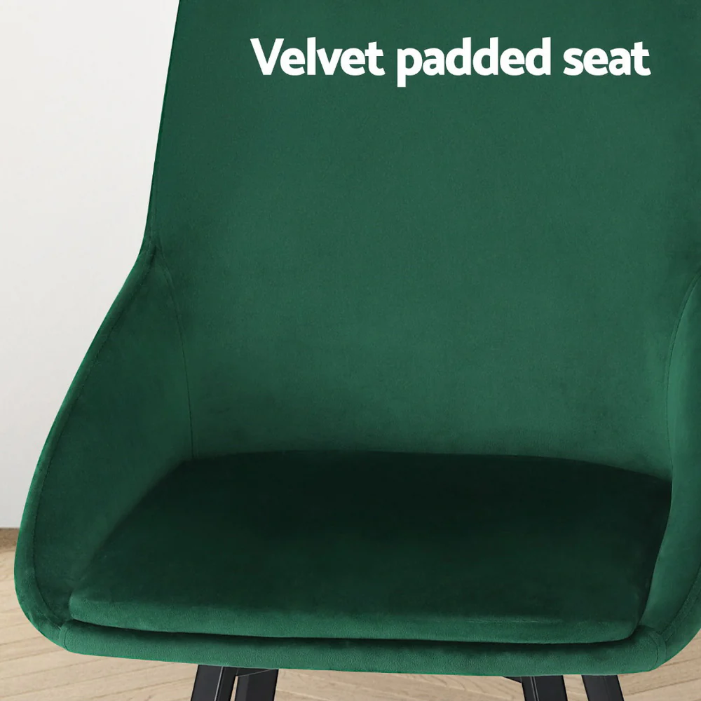 Artiss Dining Chairs Set of 4 Velvet Swivel Base Green - Image 5
