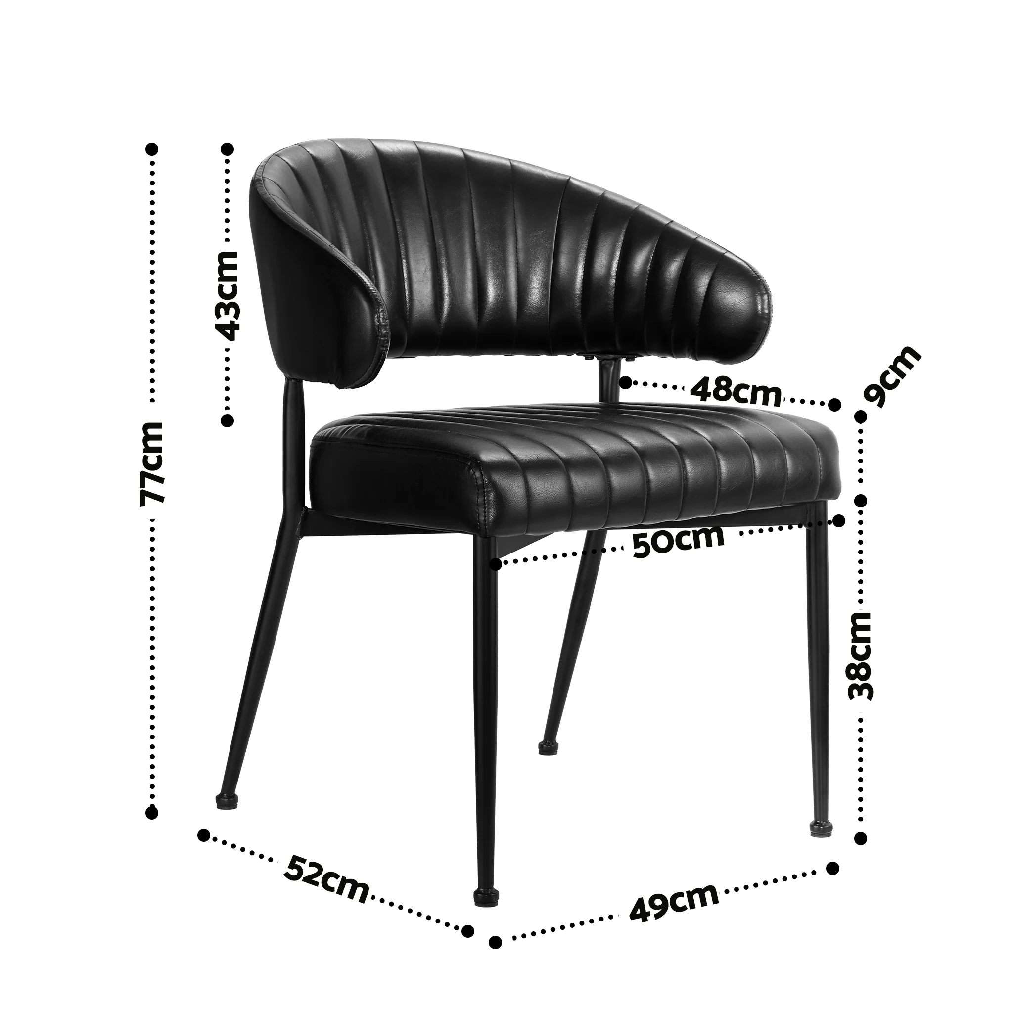 Artiss Dining Chairs Set of 6 Leather Hollow Armchair Black - Image 3