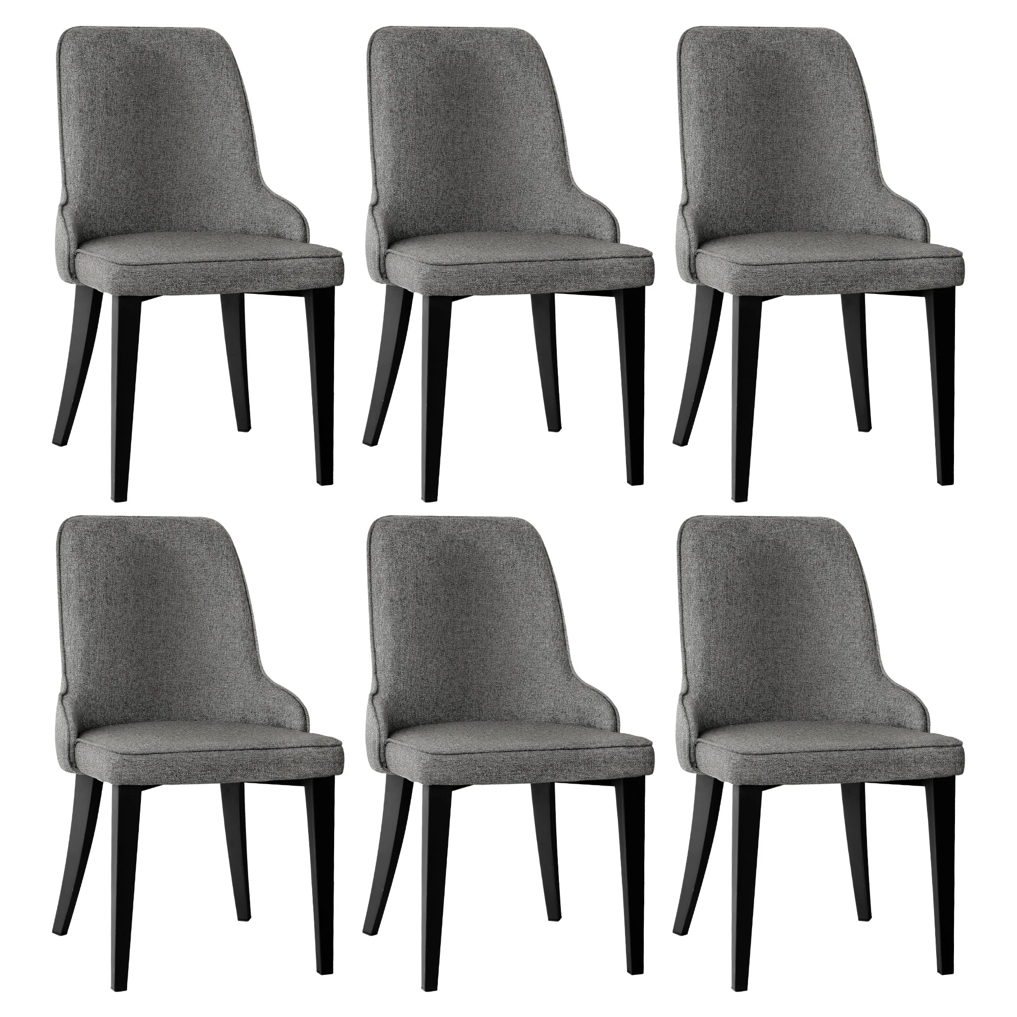 Artiss Dining Chairs Set of 6 Linen Fabric Grey - Image 2