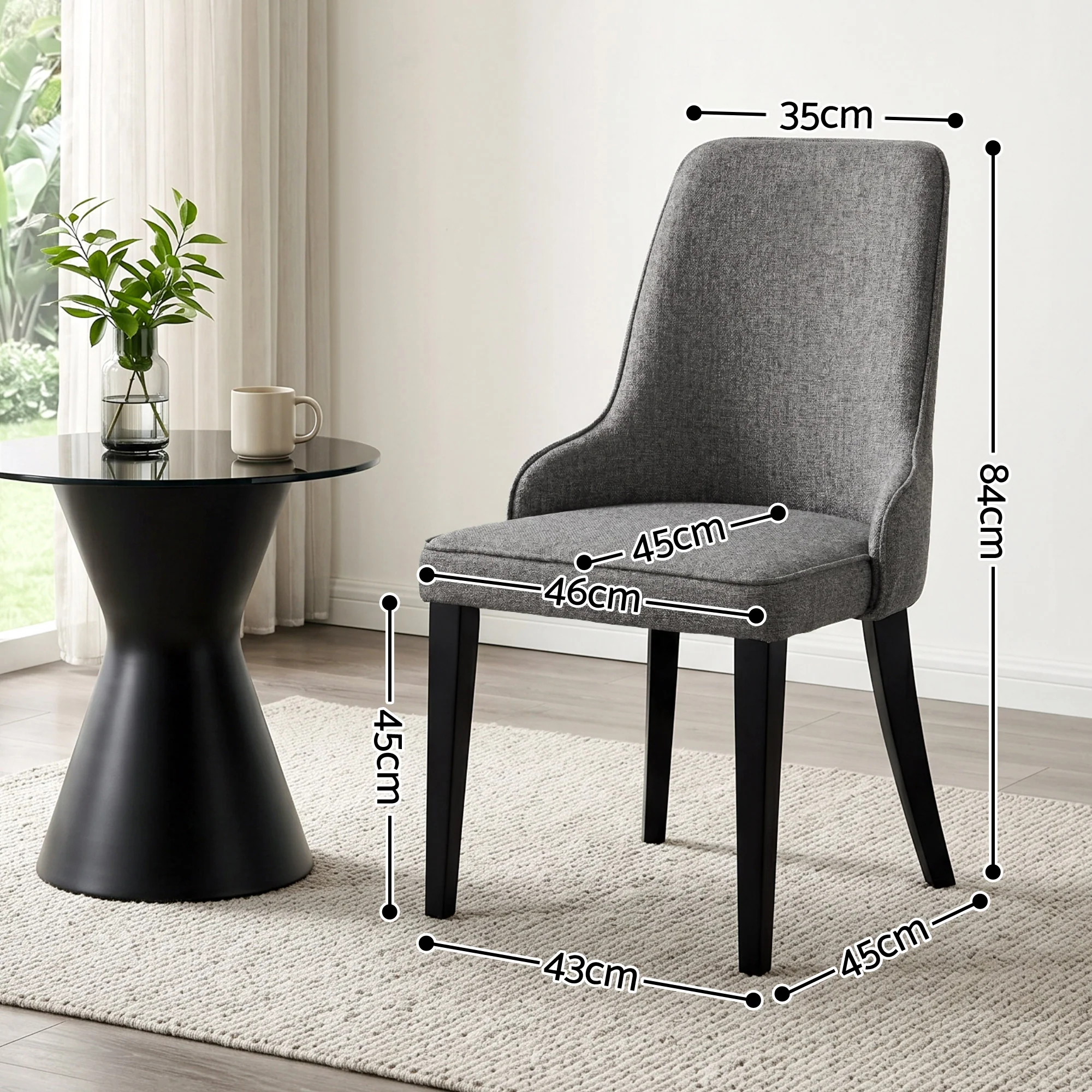 Artiss Dining Chairs Set of 6 Linen Fabric Grey - Image 3