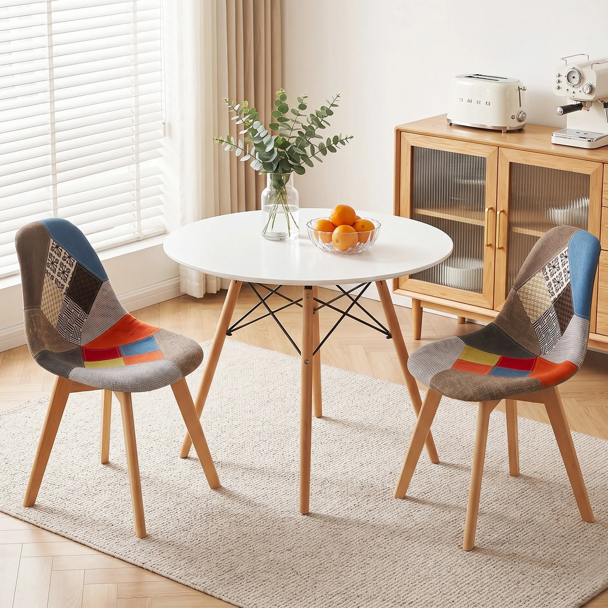 Artiss Dining Table and Chairs Set 3PCS Round  2 Seater Dining Set for Kitchen, Apartment, Dining Room White