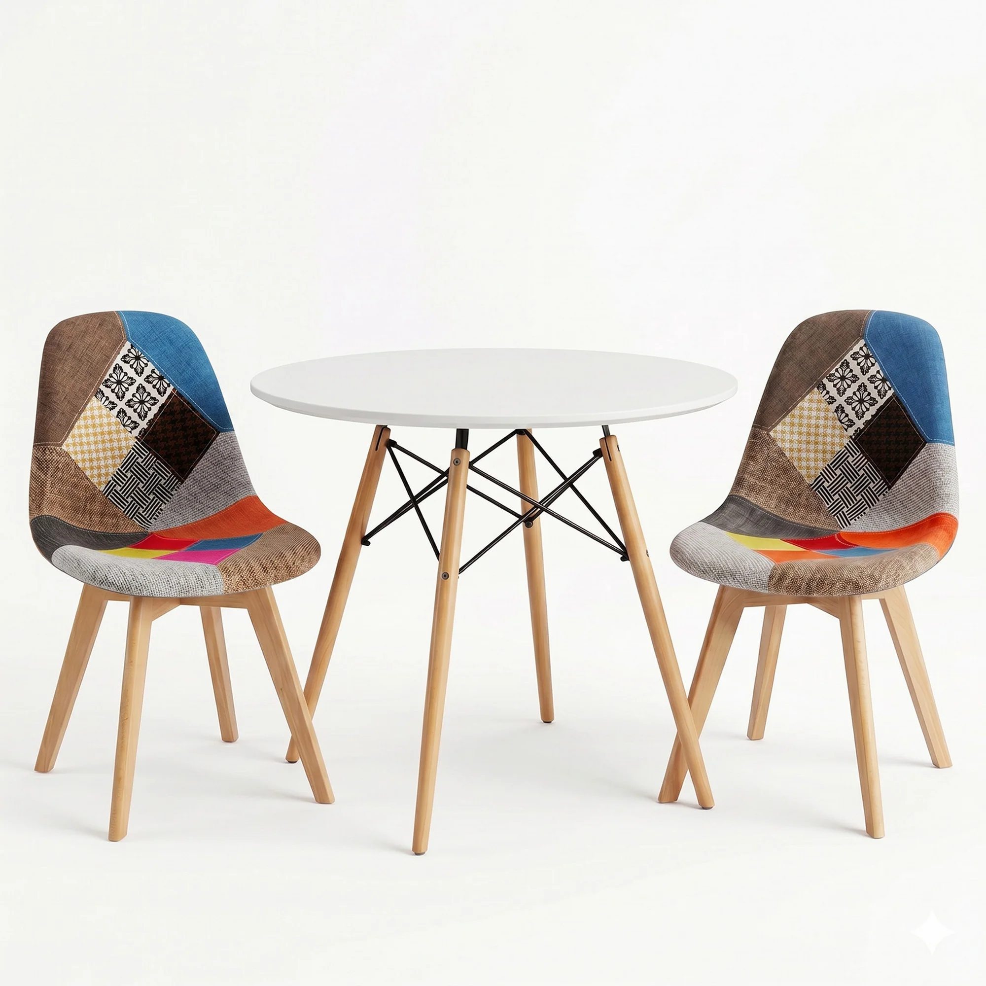 Artiss Dining Table and Chairs Set 3PCS Round  2 Seater Dining Set for Kitchen, Apartment, Dining Room White - Image 2