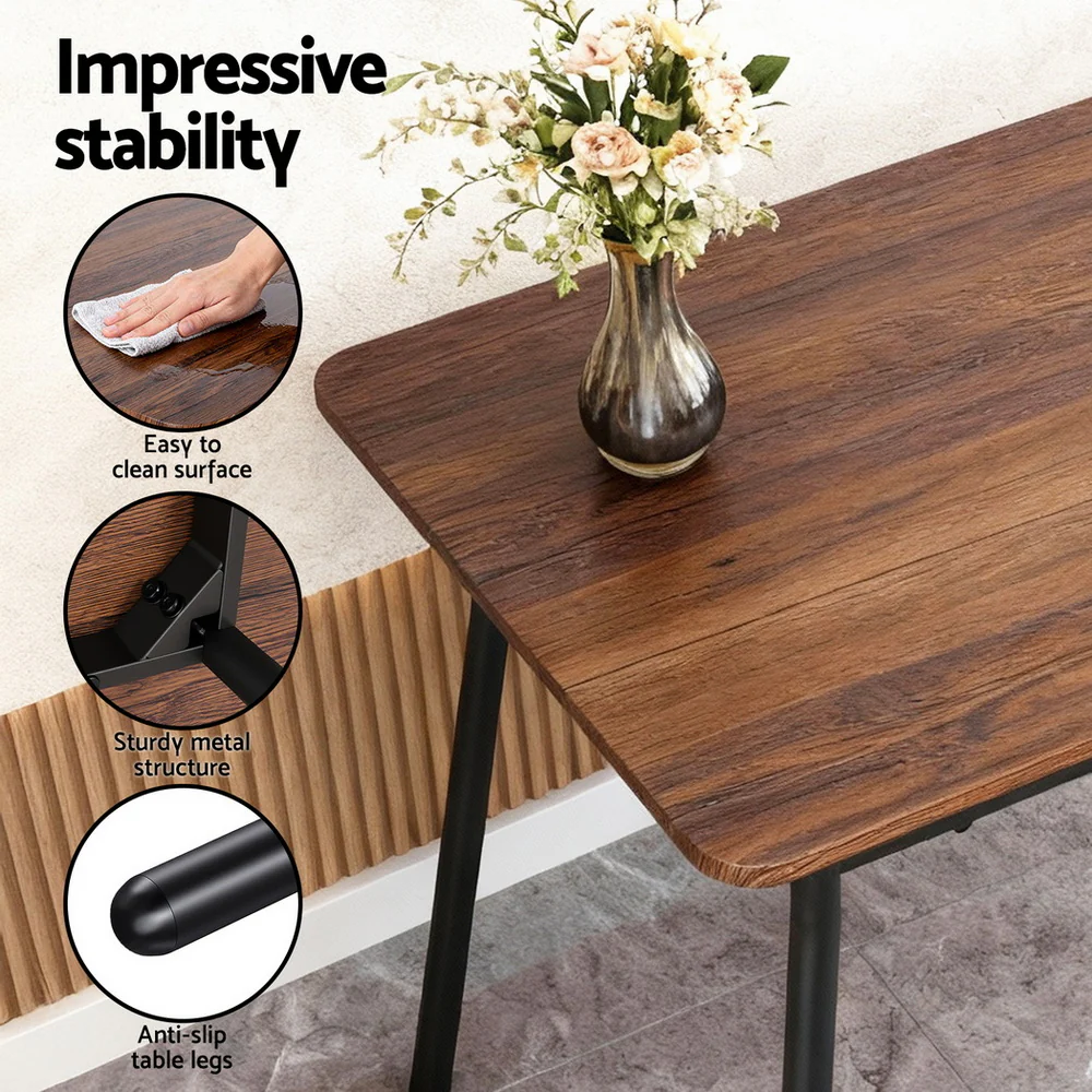 Artiss Dining Table and Chairs Set of 4 Bench Kitchen Furniture Rustic Brown - Image 6