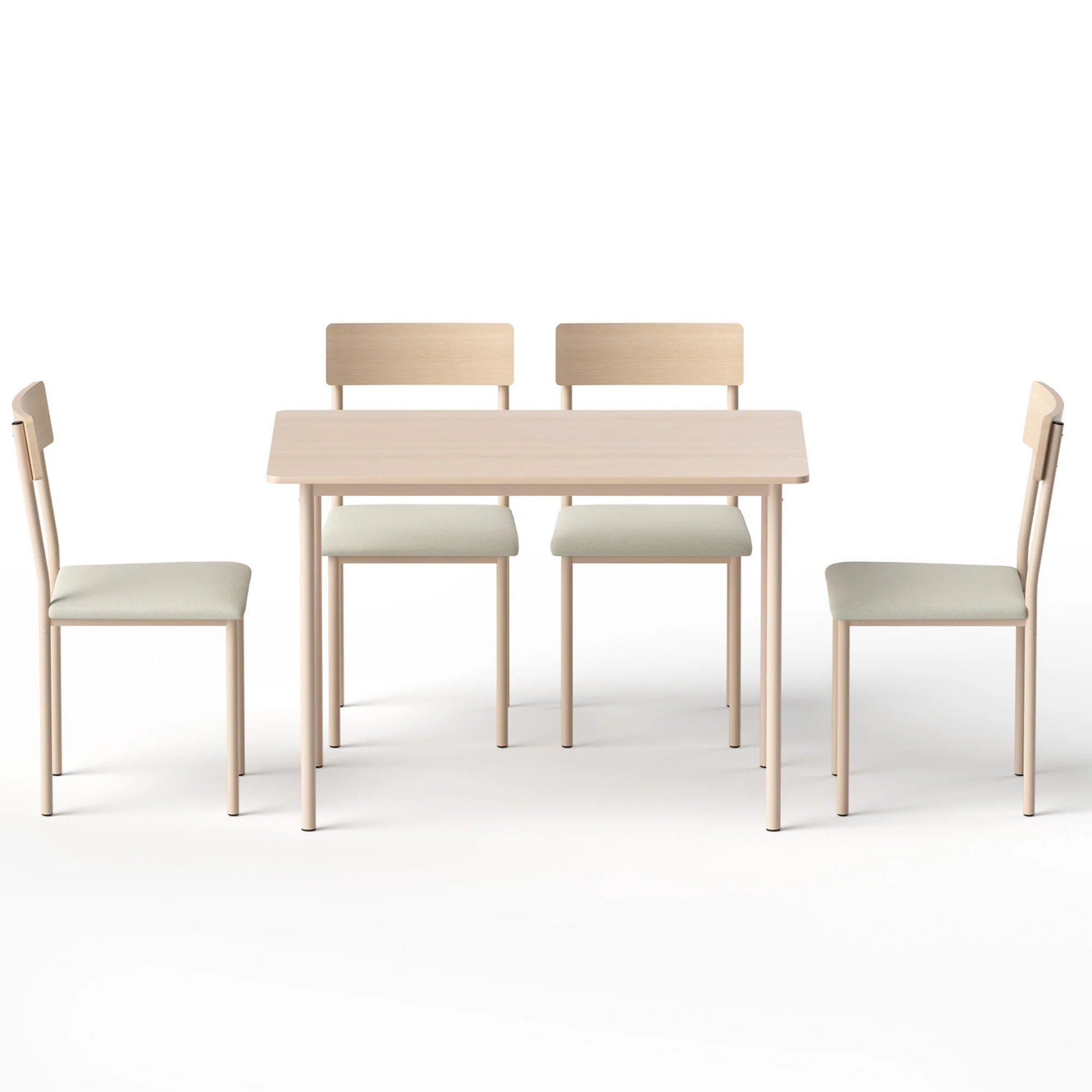 Artiss Dining Table and Chairs Set of 5 Compact Kitchen Furniture Natural Beige - Image 3