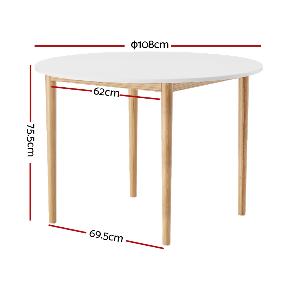 Artiss Dining Table Round White 108CM Diameter Demi - Image 2