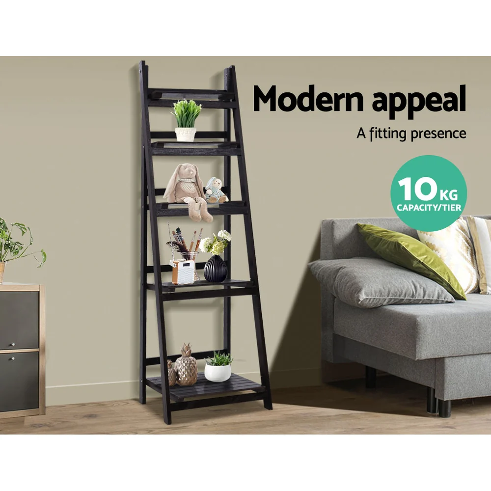 Artiss Bookshelf Corner Shelf 5 Tiers - ZANE Coffee - Image 5