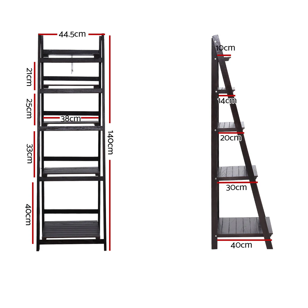 Artiss Bookshelf Corner Shelf 5 Tiers - ZANE Coffee - Image 7