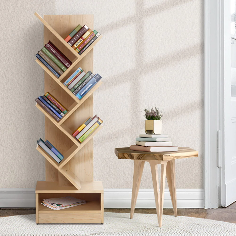 Artiss Tree Bookshelf 7 Tiers - ECHO Oak - Image 3