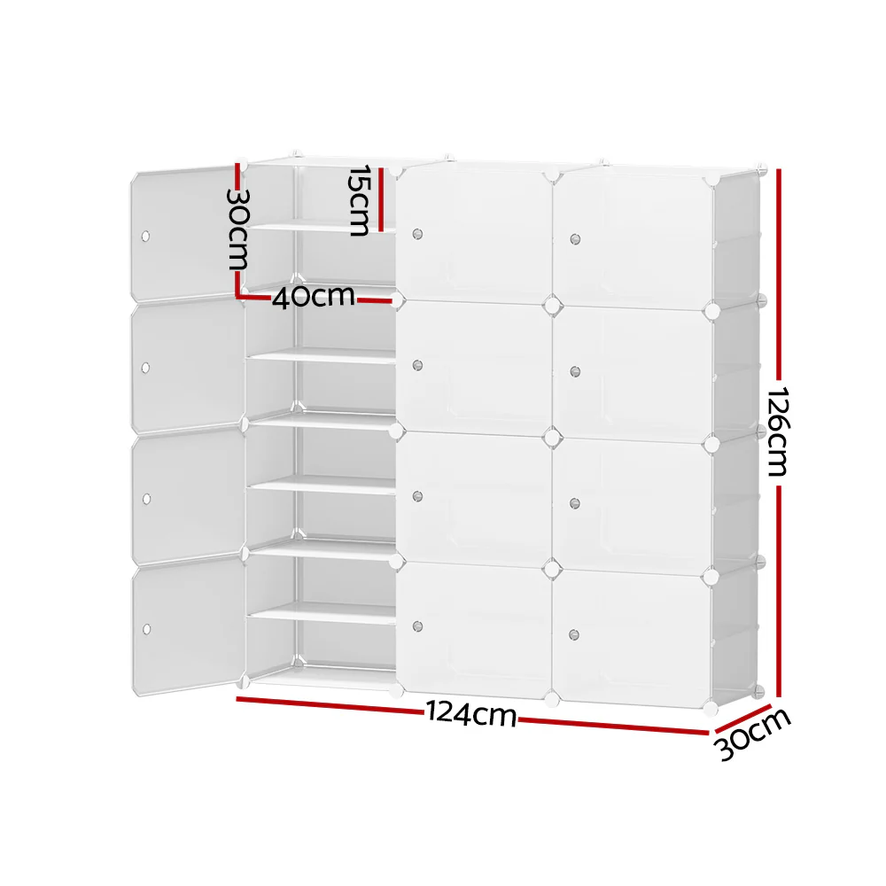 Artiss Shoe Box DIY Set of 12 Storage Cube Stackable White - Image 3