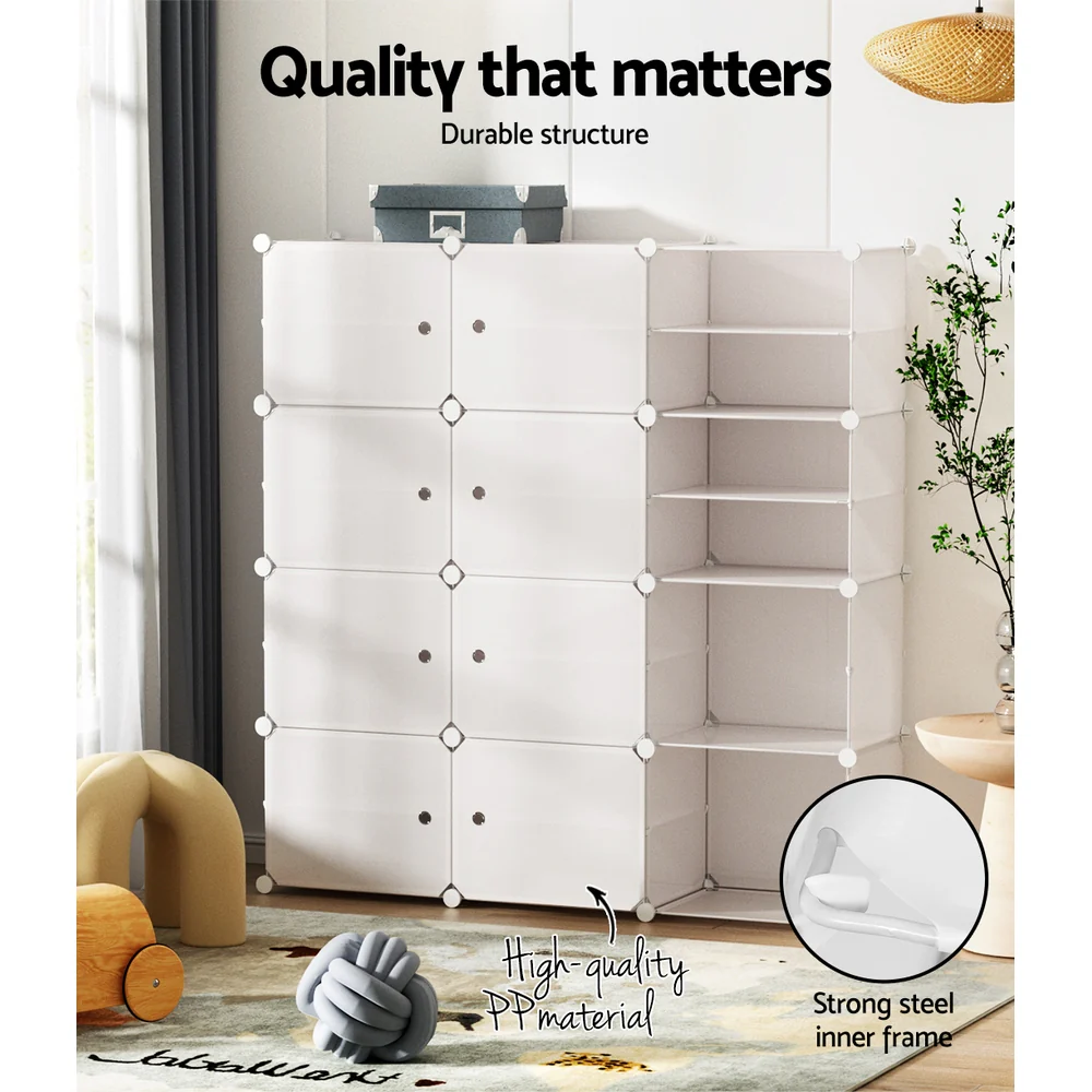 Artiss Shoe Box DIY Set of 12 Storage Cube Stackable White - Image 5