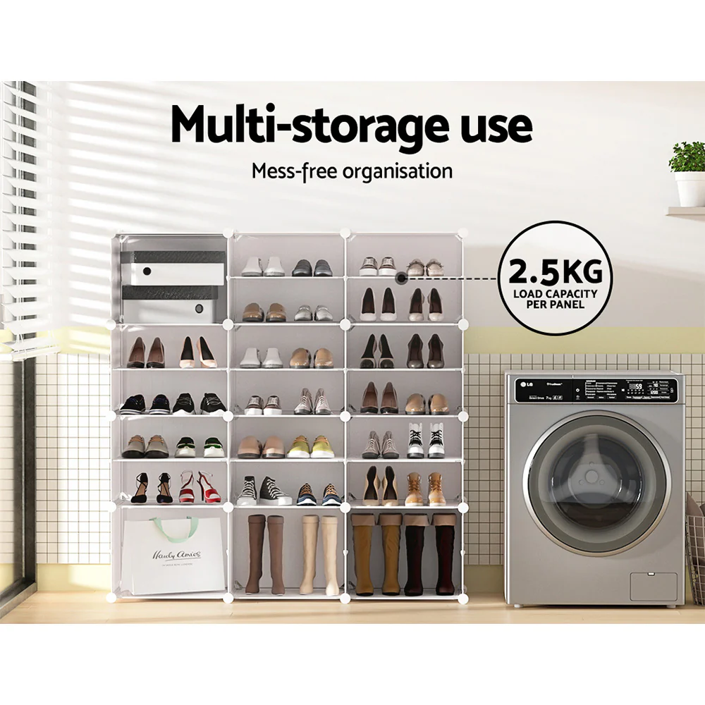 Artiss Shoe Box DIY Set of 12 Storage Cube Stackable White - Image 6