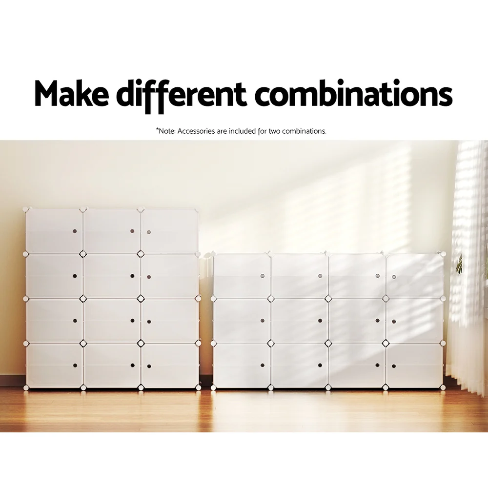 Artiss Shoe Box DIY Set of 12 Storage Cube Stackable White - Image 8