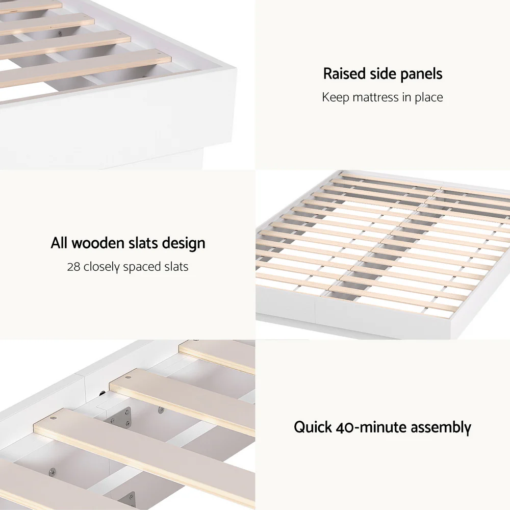 Artiss Double Bed Frame with 16Colour Led Light Wooden Platform Bed Base DAYGLOW - Image 7
