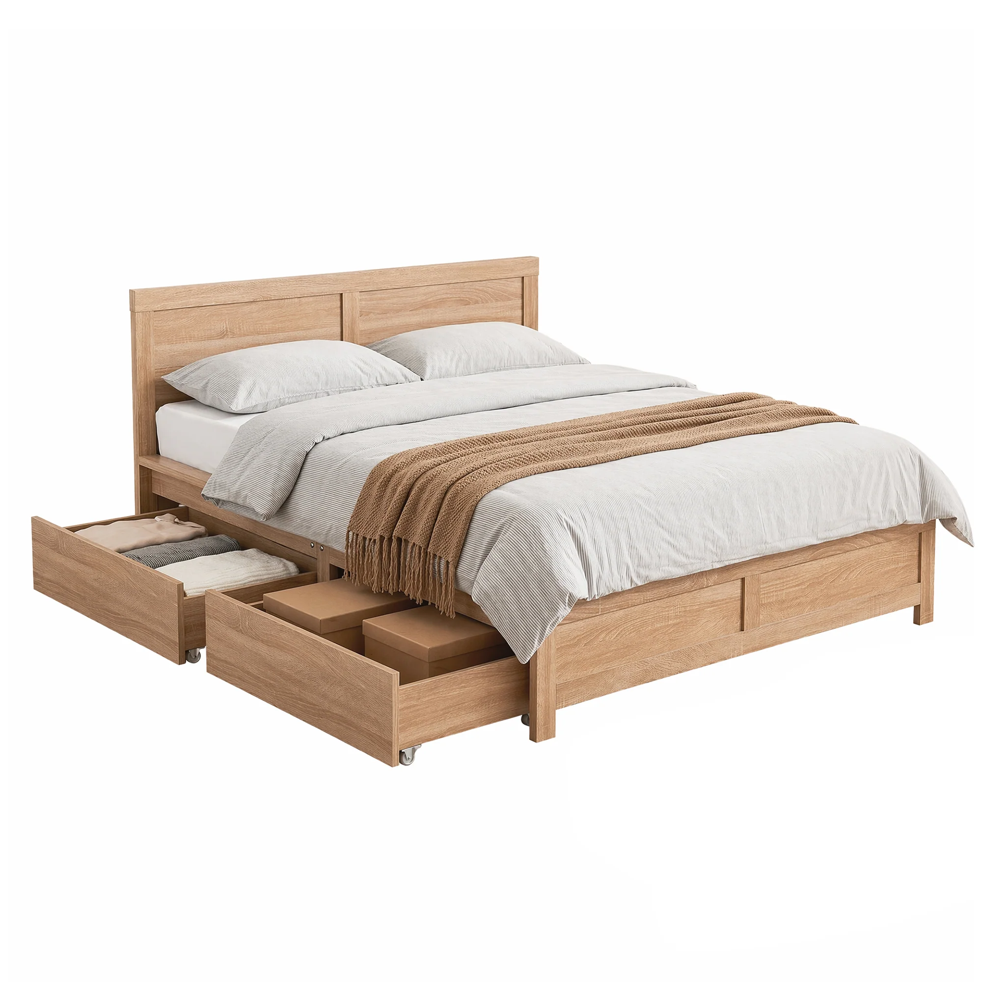 Artiss Double Bed Frame with 2 Drawers Bedroom Furniture - Image 2