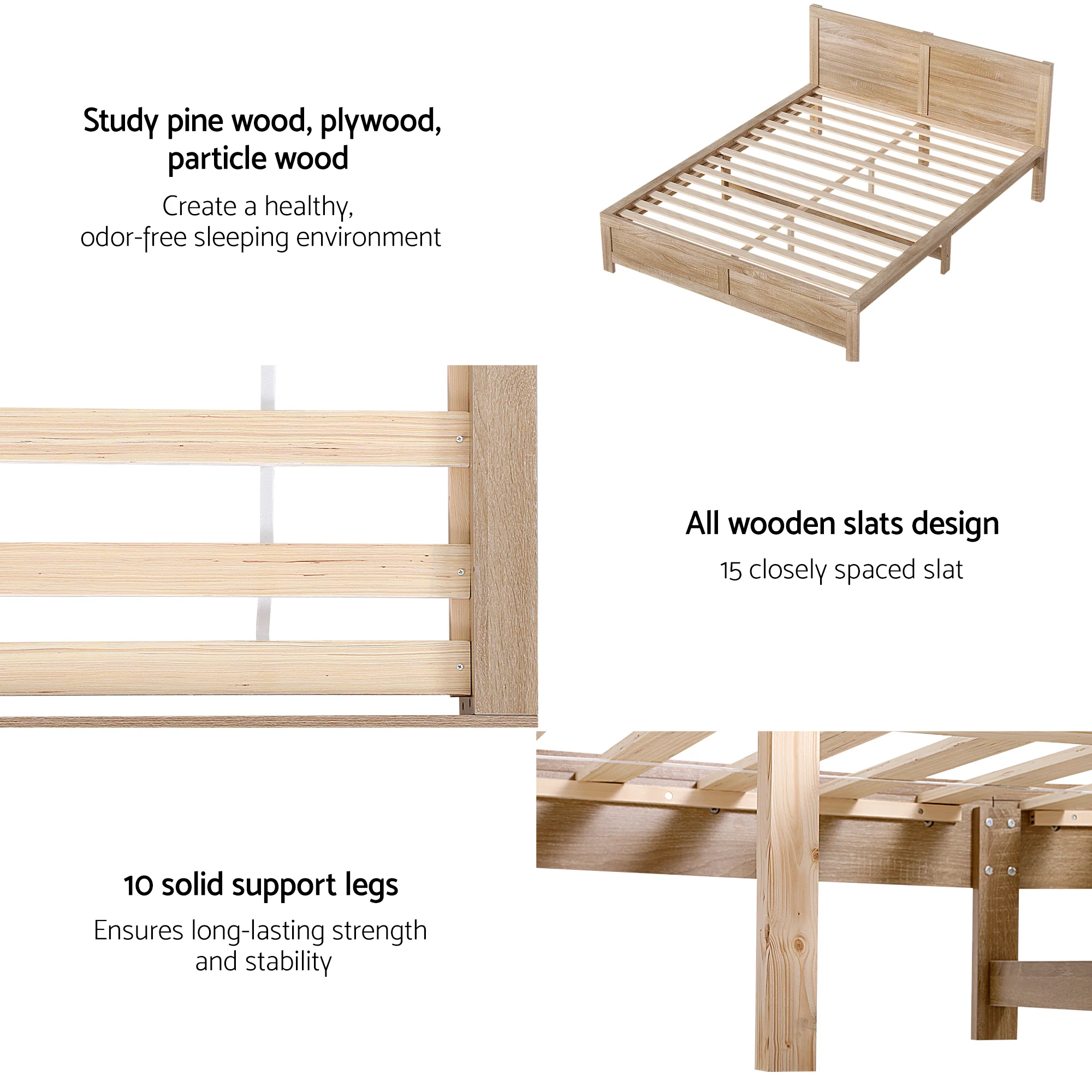 Artiss Double Bed Frame with 2 Drawers Bedroom Furniture - Image 7