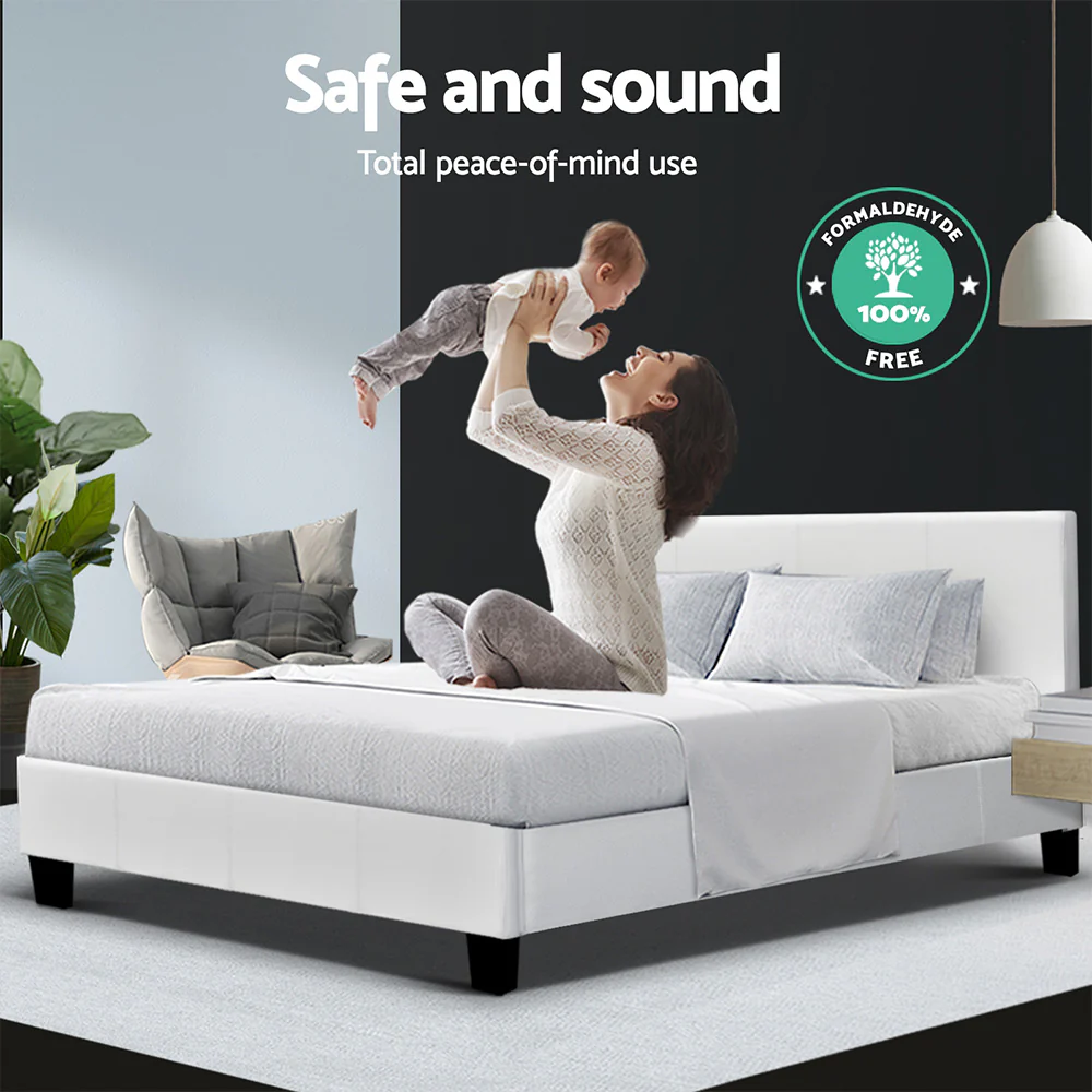Artiss Bed Frame Double Size White NEO - Image 6