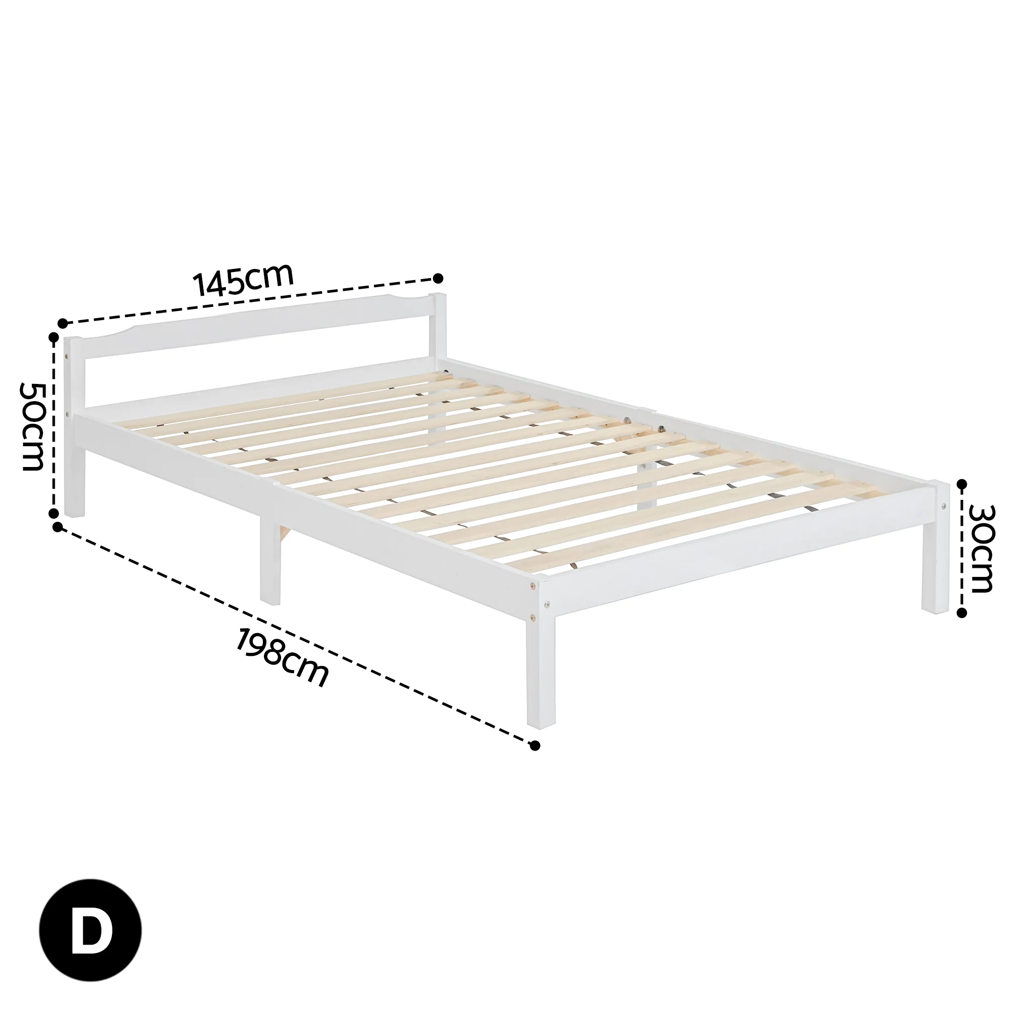 Artiss Bed Frame Double Size Wooden White LEXI - Image 3