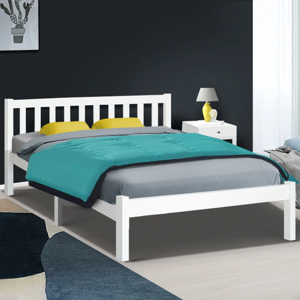 Artiss Bed Frame Double Size Wooden White SOFIE - Image 2