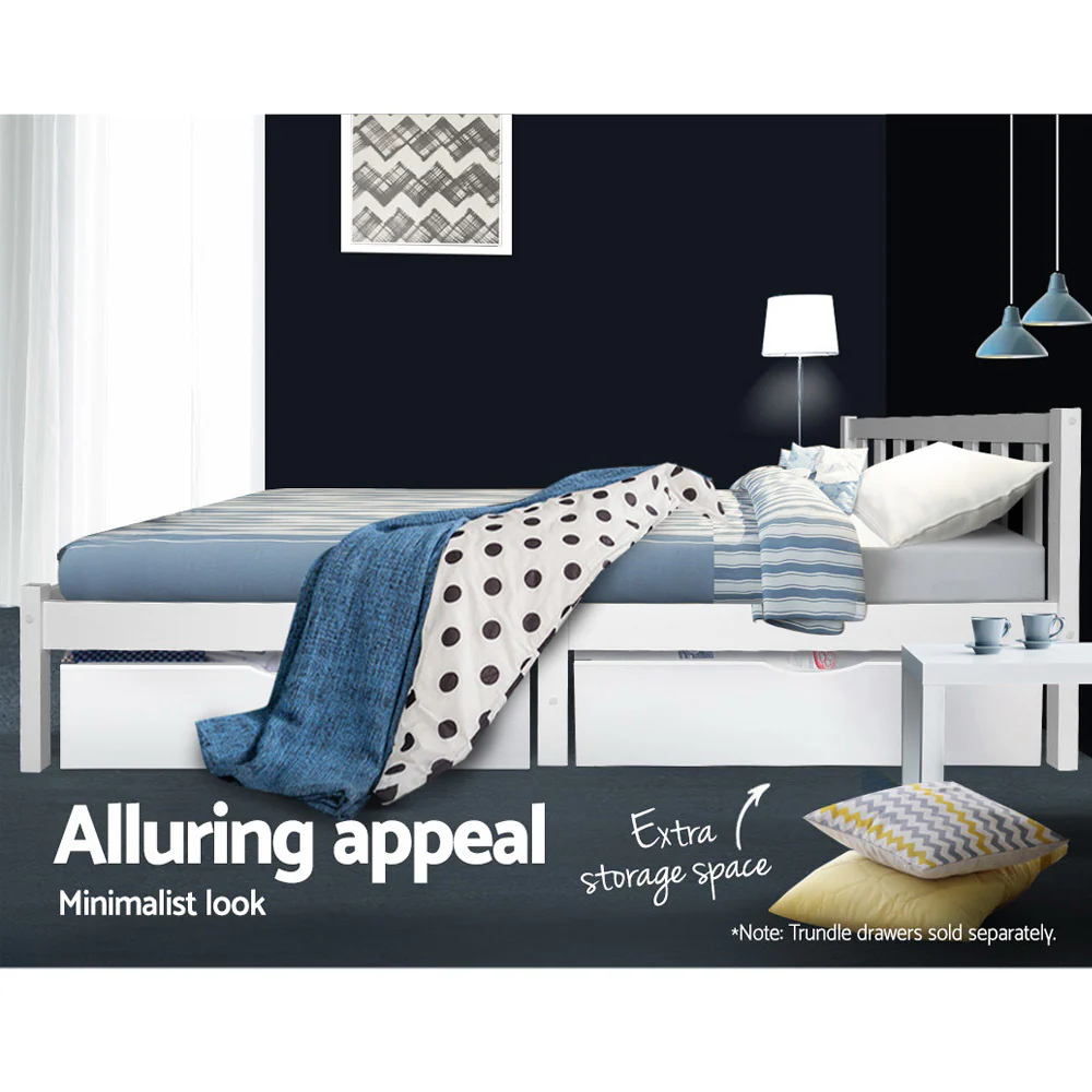 Artiss Bed Frame Double Size Wooden White SOFIE - Image 6
