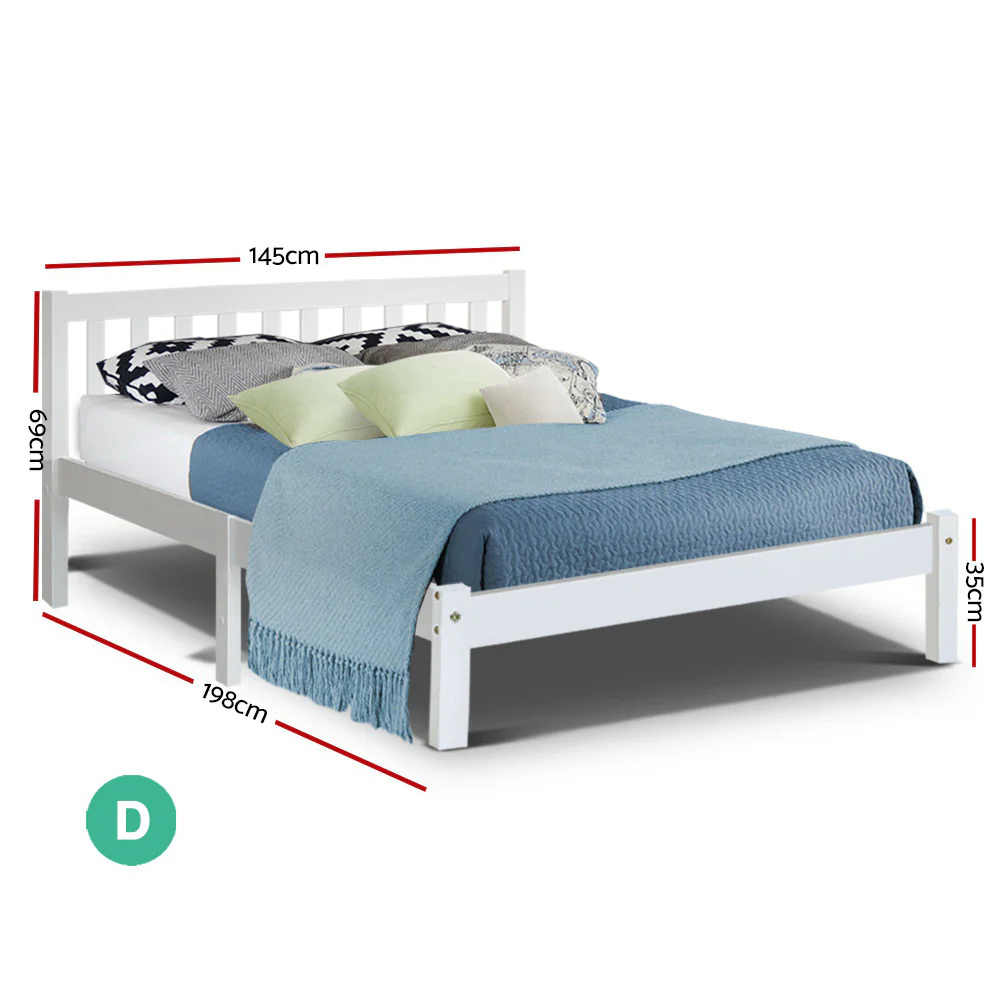 Artiss Bed Frame Double Size Wooden White SOFIE - Image 7