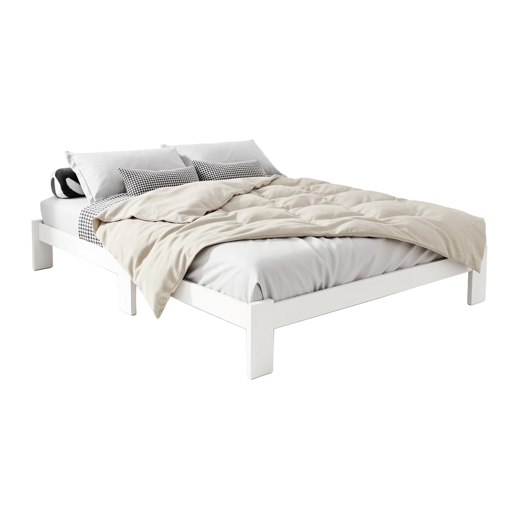 Artiss Bed Frame Double Size Wooden White JADE - Image 2