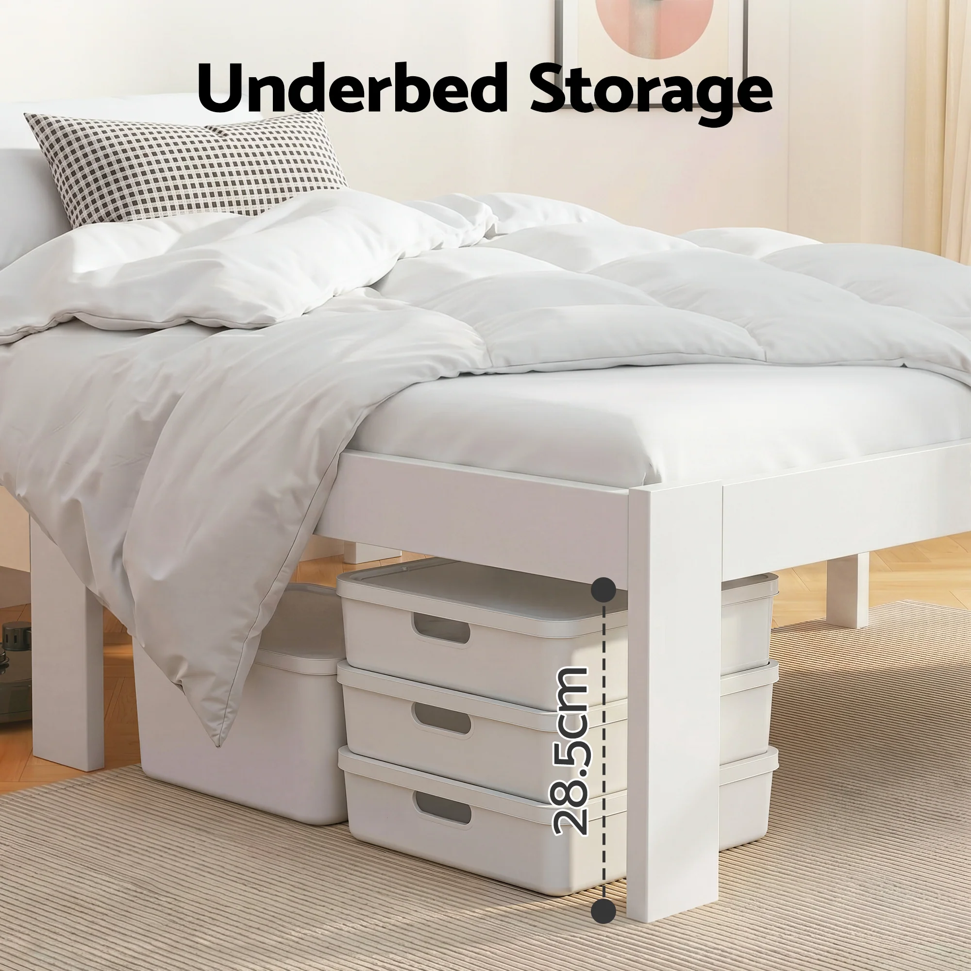 Artiss Bed Frame Double Size Wooden White JADE - Image 5