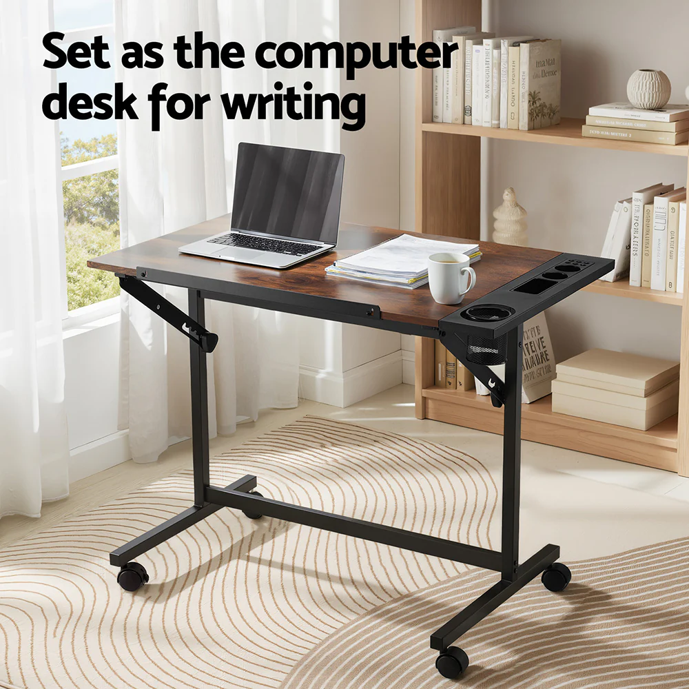 Artiss Drafting Table Drawing Desk, Adjustable Tilting Top Art Desk with Removable Side Tray, Multi-Functional Craft Drawing Table Work Station w/ Lockable Wheels for Painting Writing Studying - Image 5