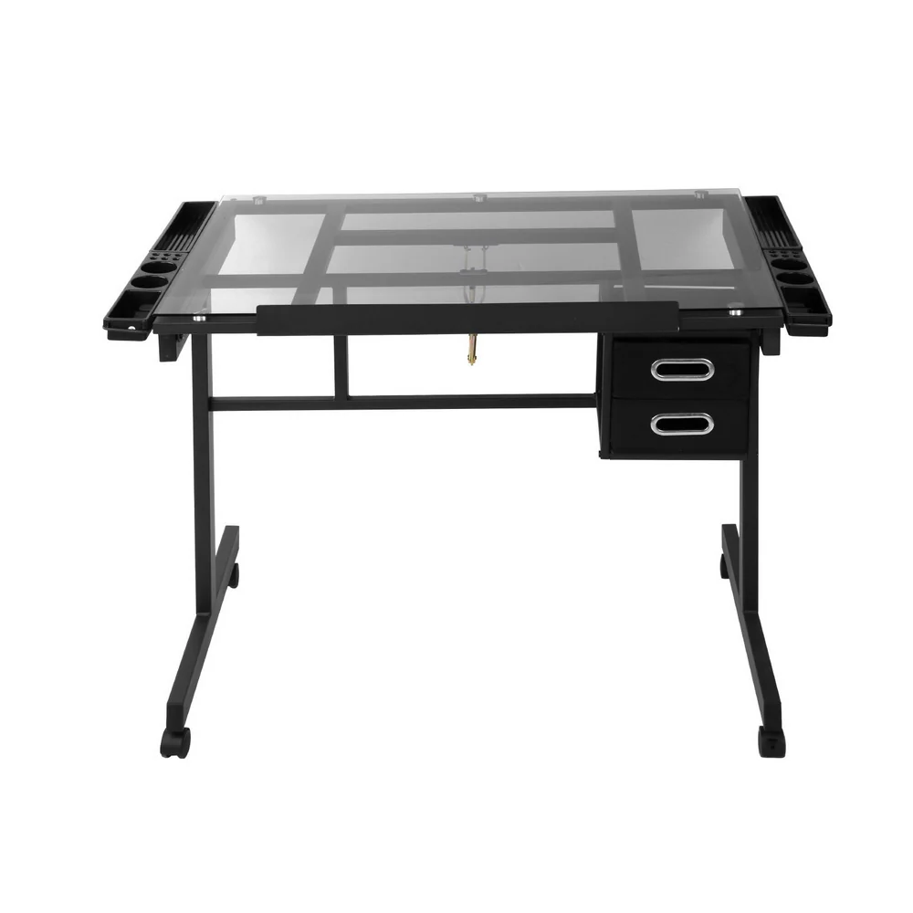 Artiss Drawing Desk Drafting Table Black - Image 4